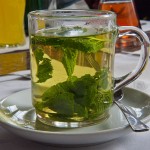 Photo of a glass of peppermint tea