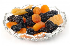 A bowl of dried fruit