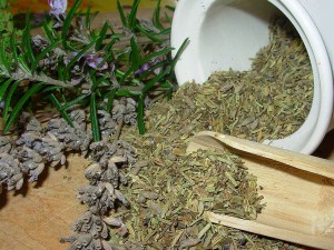 Close up photo of dried herbs