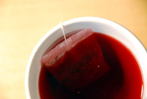 Photo of a cup of hibiscus tea