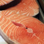 Photo of fresh salmon steaks