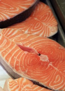 Photo of fresh salmon steaks