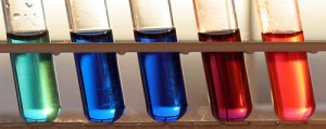 Photo of coloured test tubes