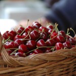Photo of cherries in a basket