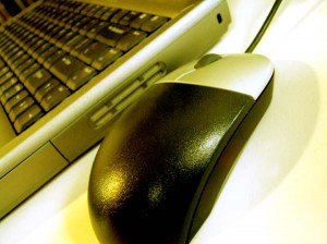 Close up photo of computer and mouse