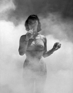 Photo of a model in DDT fog circa 1948