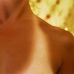 Photo of a woman with tan marks