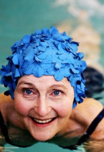 Photo of an older woman swimming