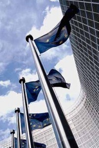 Photo of the flags outside the European Commission building