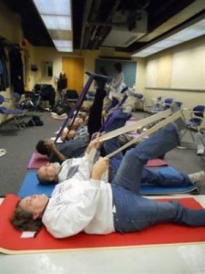 Photo of stroke victims participating in a yoga class