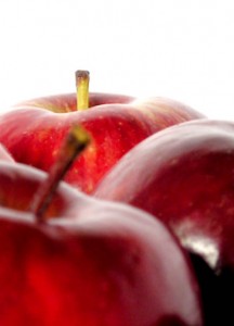 Close cropped photo of red apples