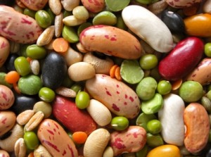 Close up of dried legumes and cereals