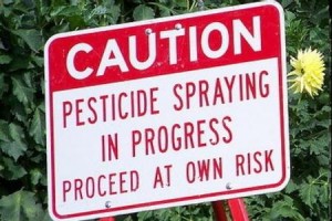 Photo of a pesticide warning sign