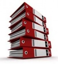 Photo of a pile of red ring binders