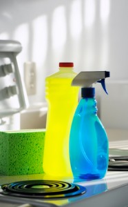 Photo of cleaning products in a kitchen