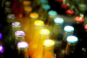 Close up photo of soda botles