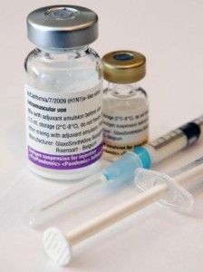 Photo of vials of the swine flu vaccine