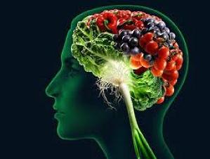 Graphic of a brain containing healthy food