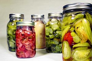 Photo of preserved vegetables in jars