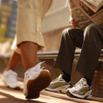 Photo of a woman's feet walking in the city