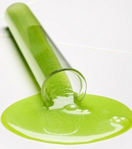 Photo of a test tube containing green slime