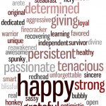 Wordcloud of positive words people use to describe themselves