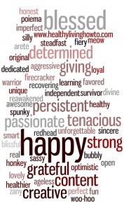 Wordcloud of positive words people use to describe themselves