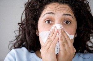 Photo of a woman with the flu