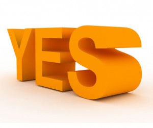 Photo of large letters spelling "yes"