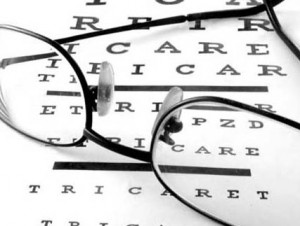 Photo showing glasses and an eye test