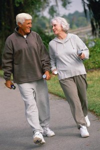 Photo of an older couple walking