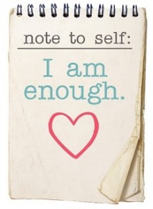 Iillustration showing a note saying "I am enough"