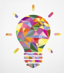 Photo illustrating creative inspiration as a colourful lightbulb