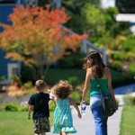 photo of a family walking