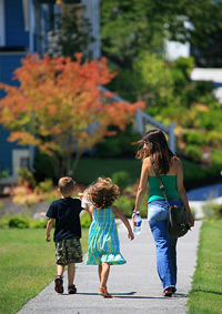 photo of a family walking