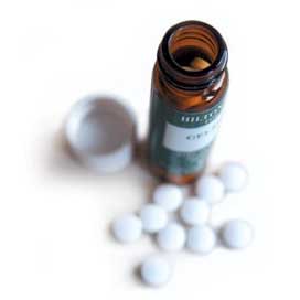 Photo of a bottle of homoeopathic medicine