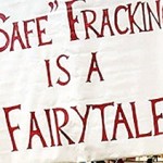 Photo of a fracking protest sign