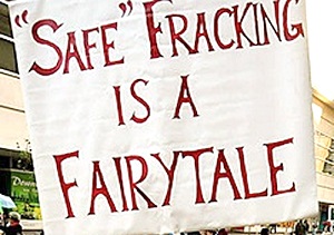 Photo of a fracking protest sign