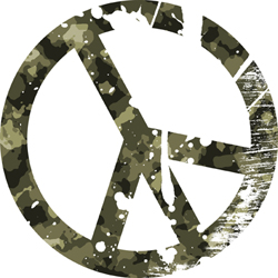 Photo of a peace sign in camouflage