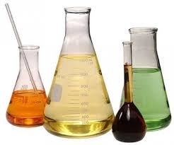 photo of beakers of chemicals