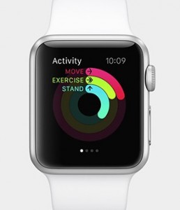 Photo of an Apple watch with movement tracker