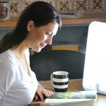 photo of a woman receiving light treatment