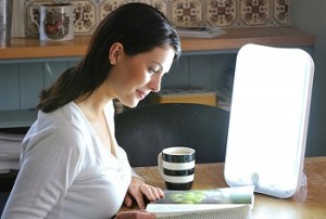 photo of a woman receiving light treatment