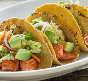 photo of grilled salmon tacos
